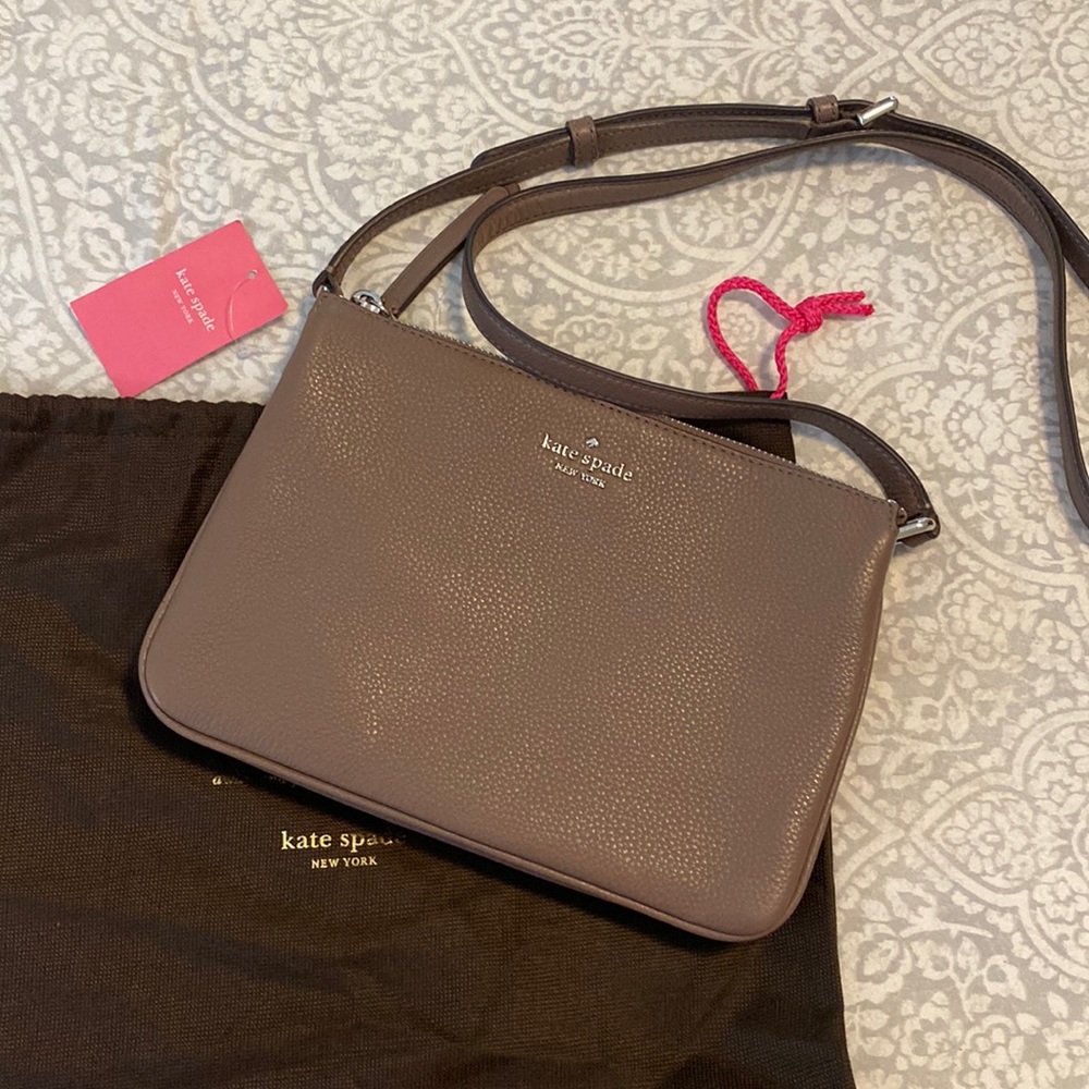 Kate Spade triple gusset crossbody in brownstone